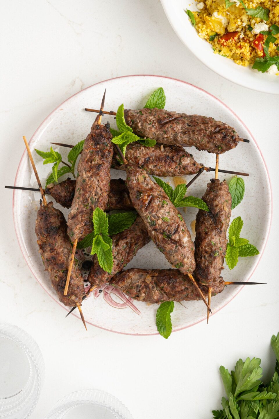 a plate of Moroccan grilled kefta