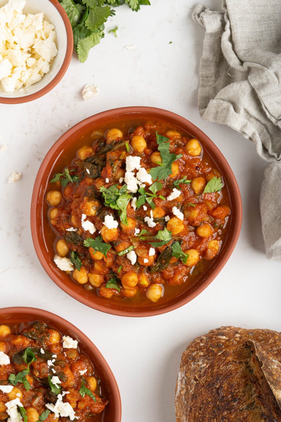 bowls of stewed chickpeas