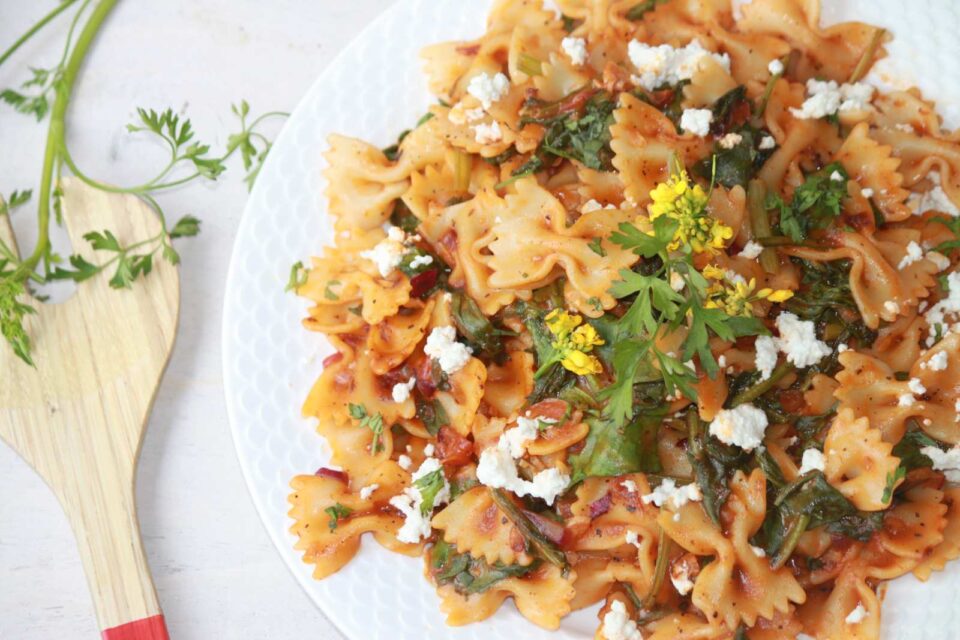 Bow Tie Pasta With Baby Spinach Recipe