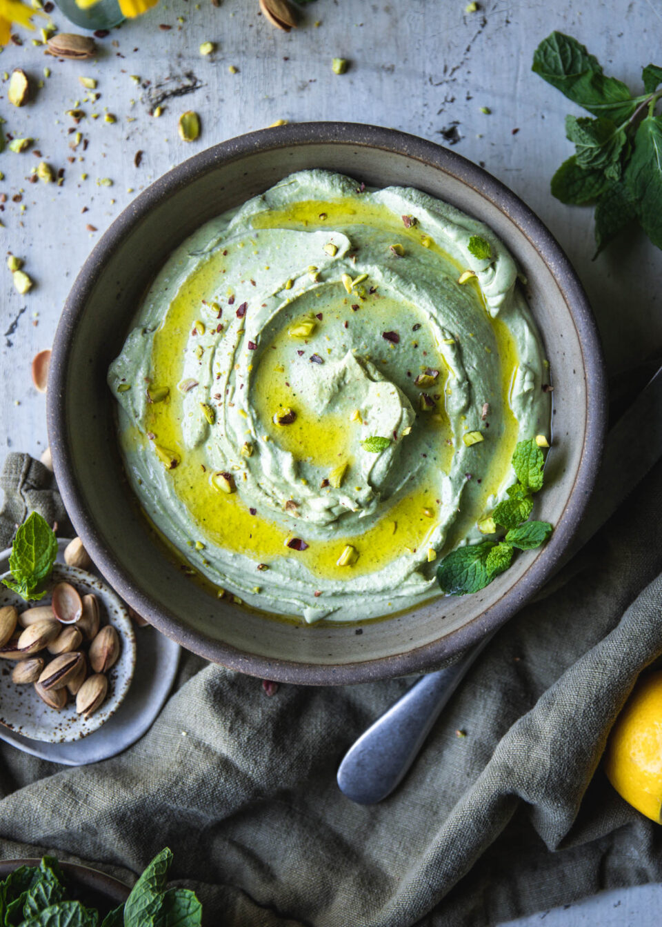 Mint and Pistachio Whipped Feta