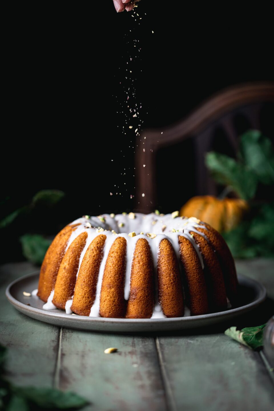 Pumpkin Bundt Cake with Rum Raisin Filling