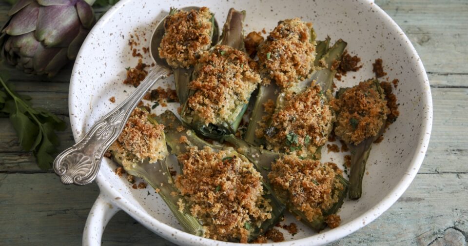 Easy Stuffed Baked Artichokes