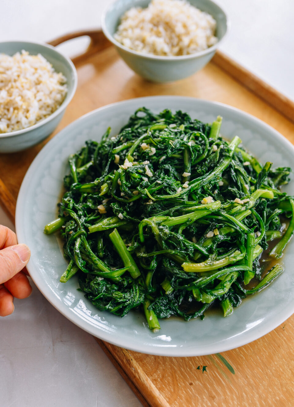 Stir-fried edible Chrysanthemum Greens or tong ho