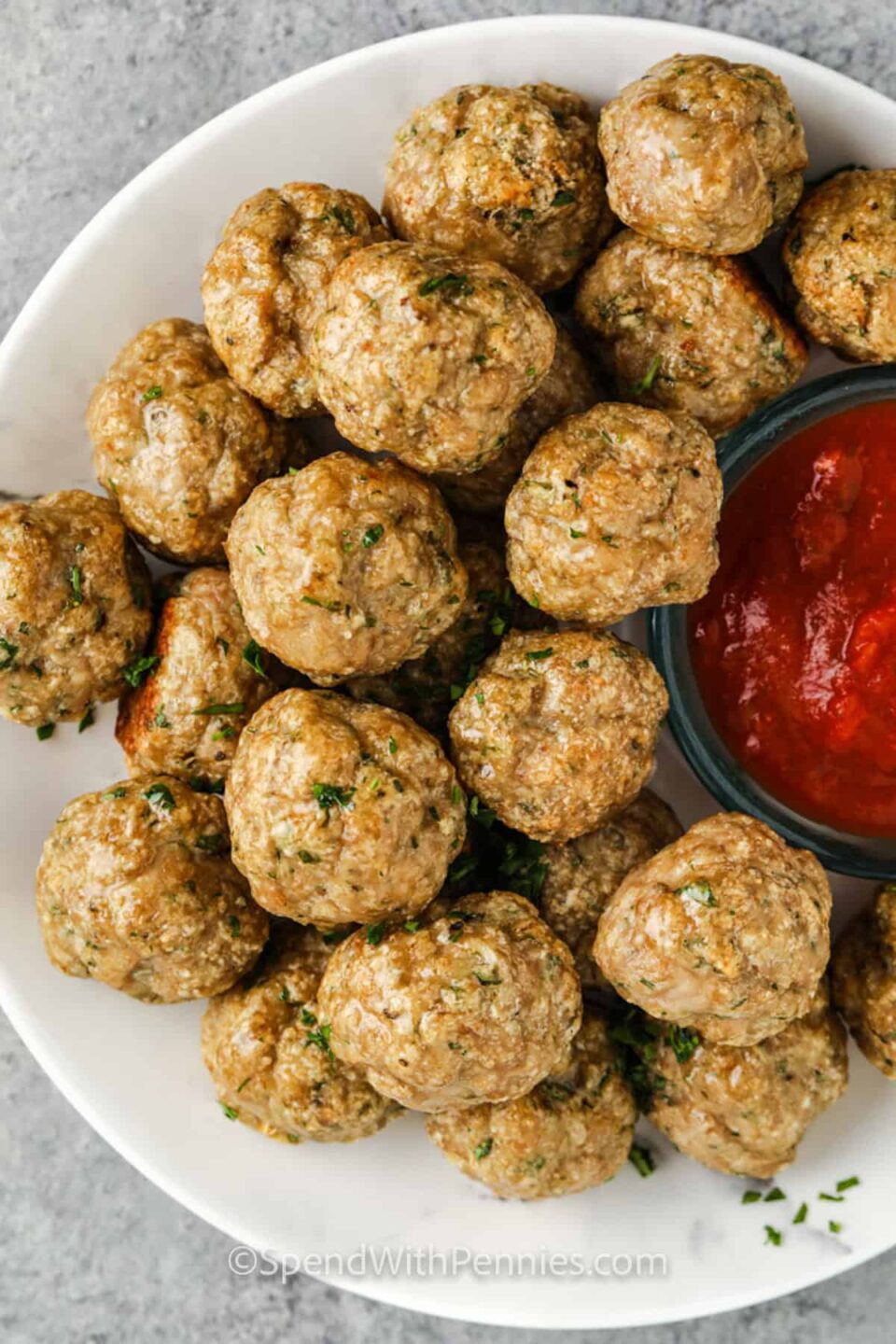 Chicken Meatballs on a plate with dip