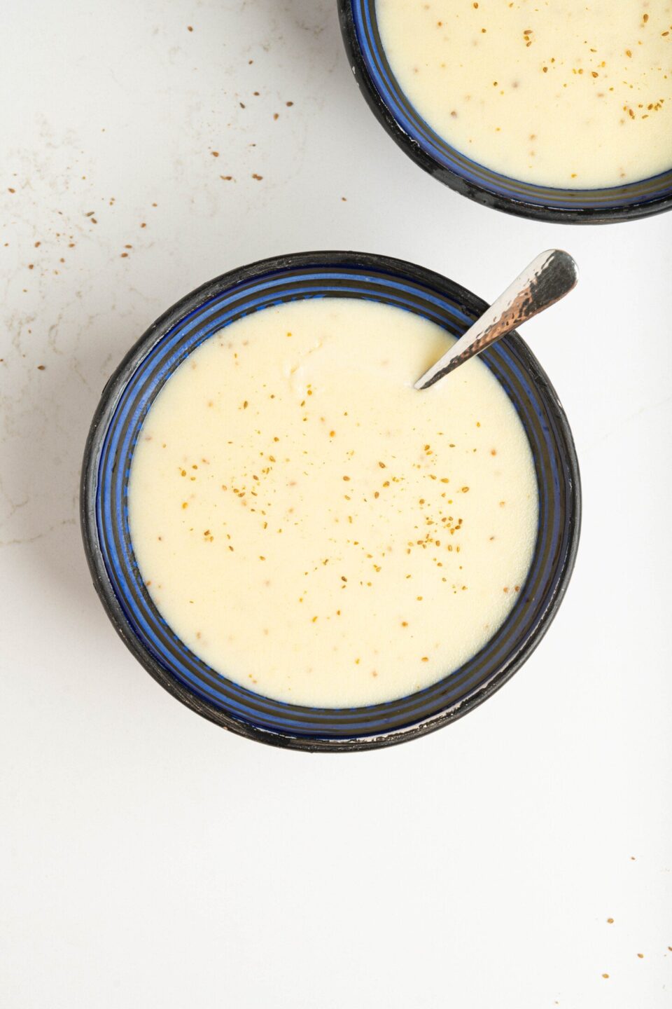 A bowl of semolina soup.