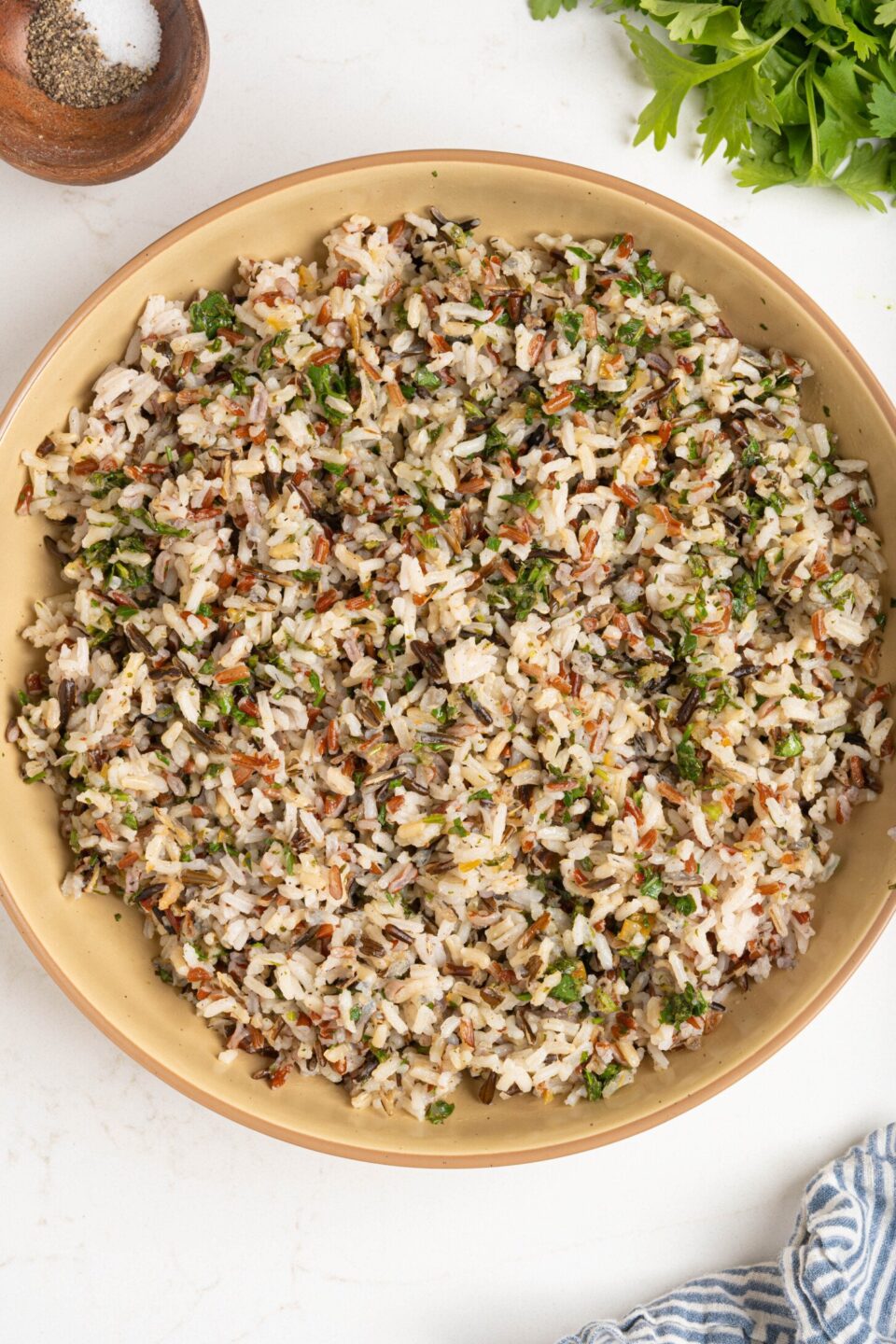 A bowl of wild rice pilaf.