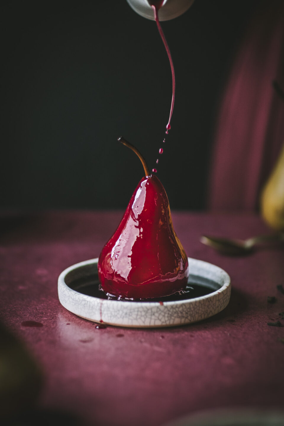 Red Wine and Cranberry Poached Pears