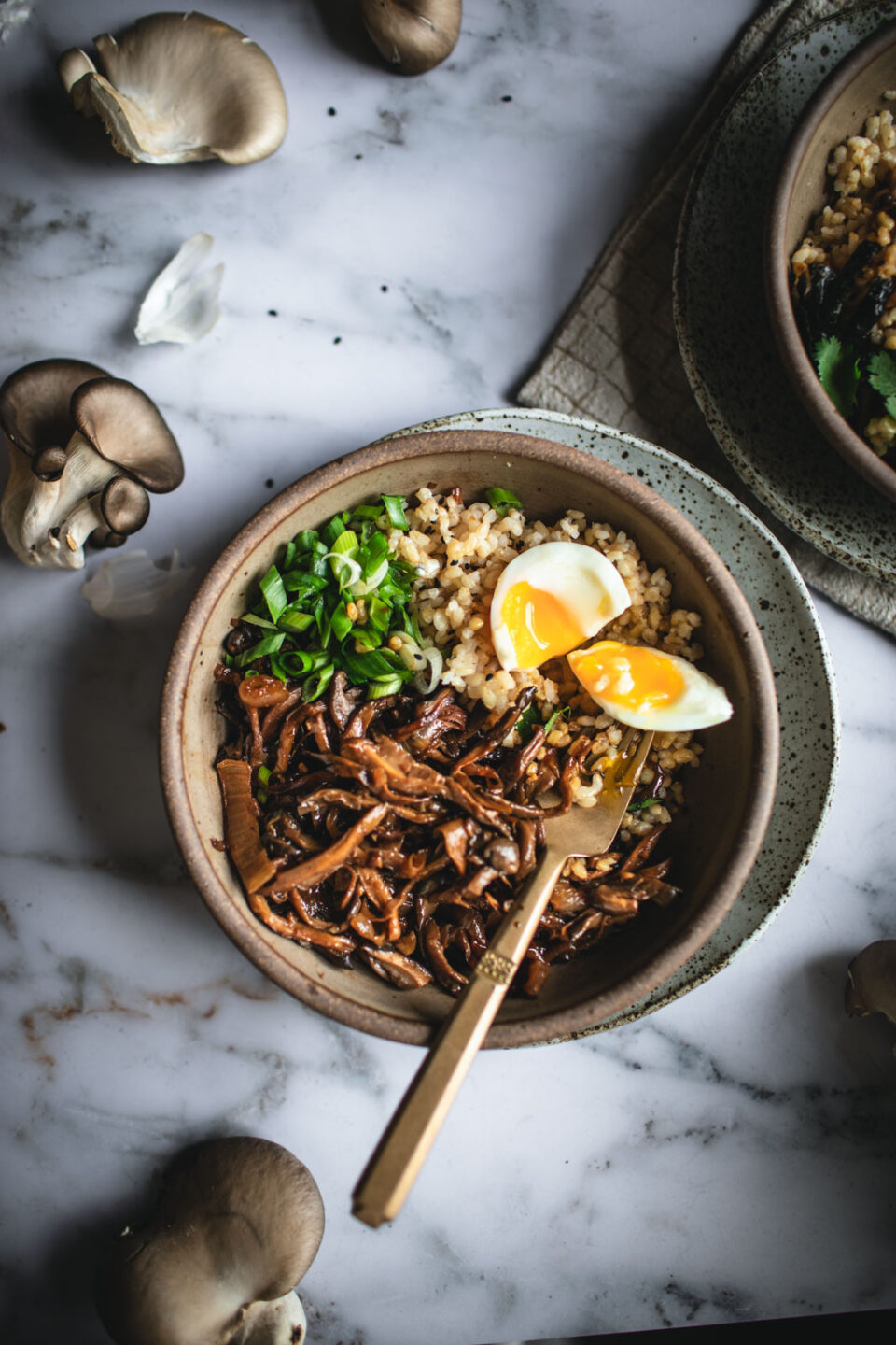 Shredded Mushroom Rice Bowls