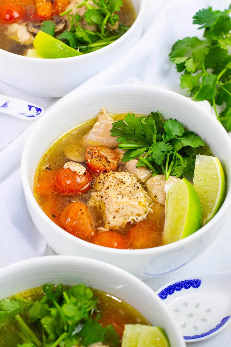 Instant Pot lemongrass soup in a bowl.