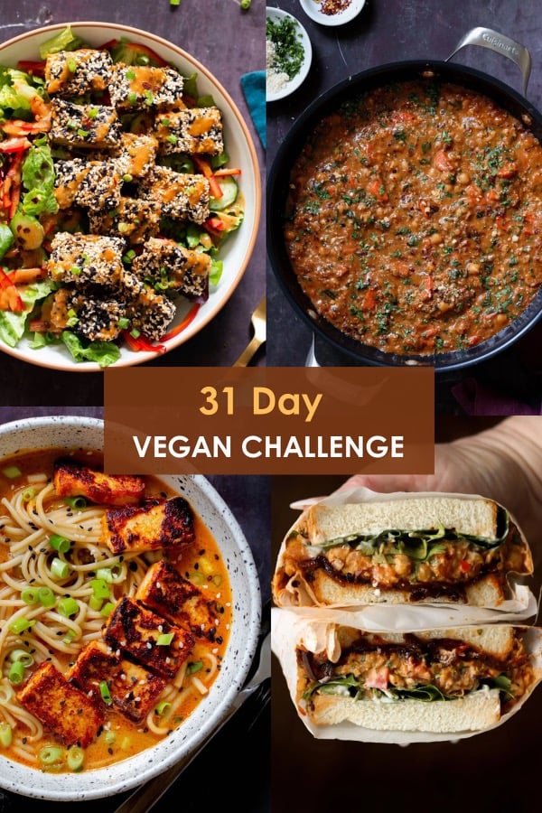 31 day vegan challenge for veganuary 2025 collage